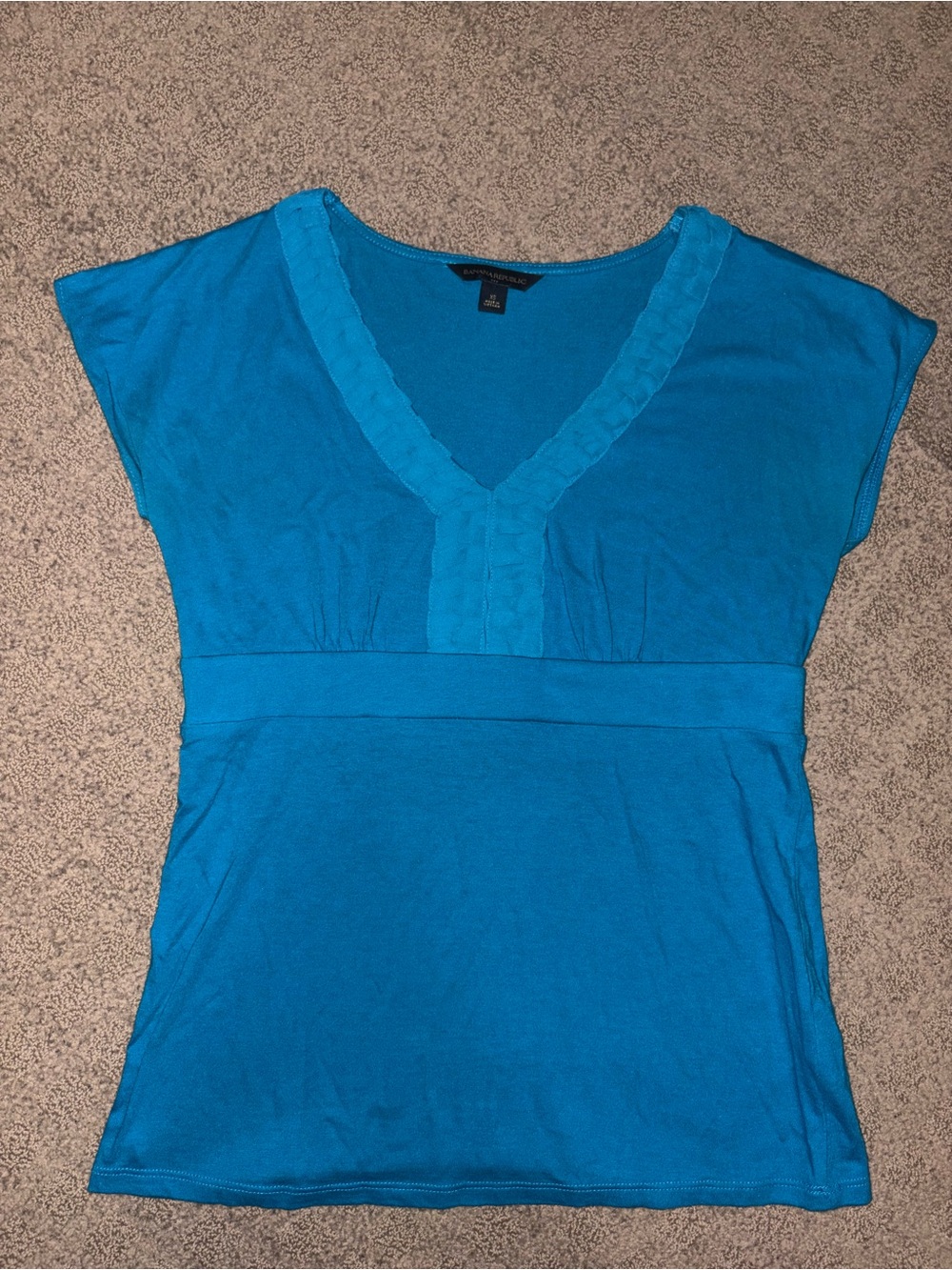 Banana Republic Turquoise/Teal V-Neck Short Sleeve Top Cotton Modal Size XS